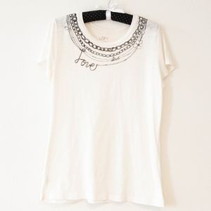 Loft Love Graphic Ivory Short Sleeve T-Shirt Sz M